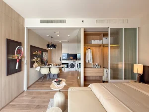 Actual interior photo of a luxury 1-bedroom condo unit type A2 at Noble Form Thonglor on Sukhumvit 55 Bangkok