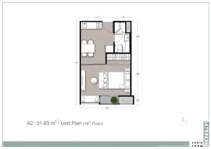 1-bedroom luxury condo floor plan unit type A2 at Noble Form Thonglor on Sukhumvit 55 Bangkok