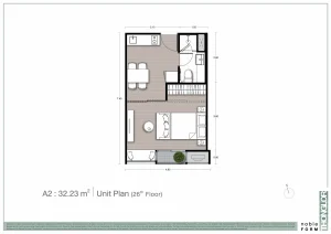 1-bedroom luxury condo floor plan unit type A2 at Noble Form Thonglor on Sukhumvit 55 Bangkok