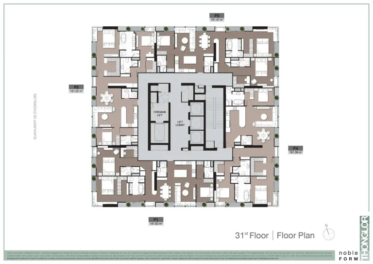 Luxury condo unit plans layout diagram for Noble Form Thonglor on Sukhumvit 55 Bangkok