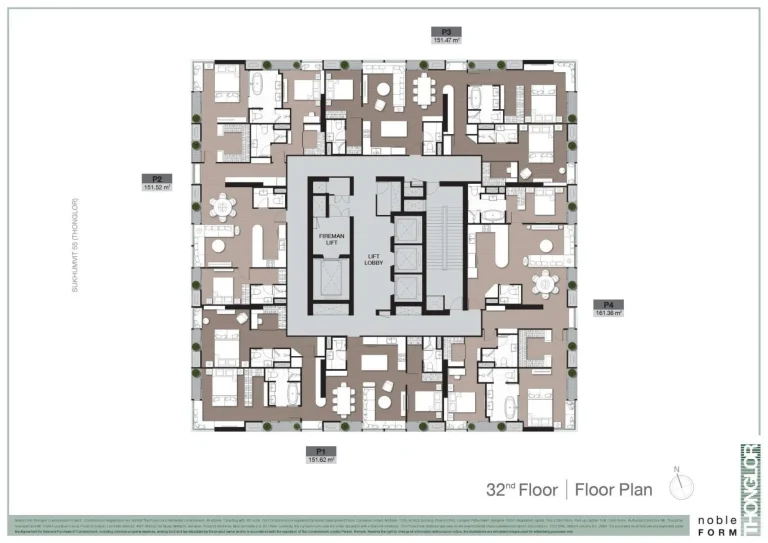 Luxury condo unit plans layout diagram for Noble Form Thonglor on Sukhumvit 55 Bangkok