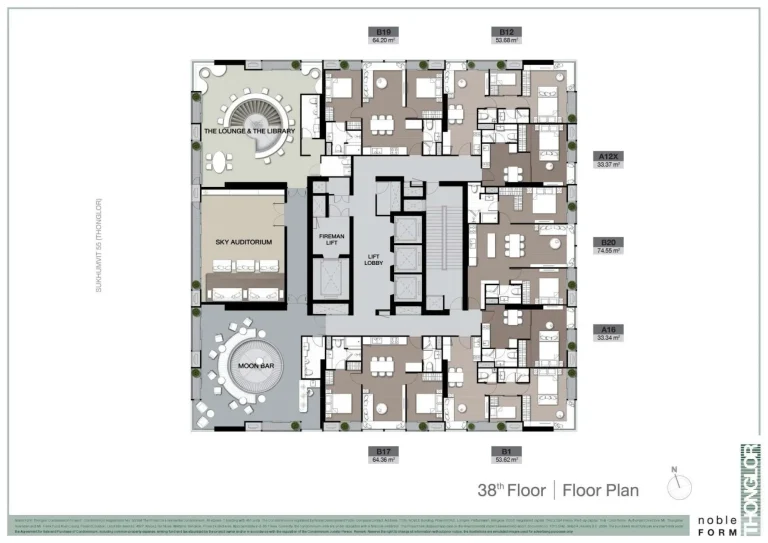 Luxury condo unit plans layout diagram for Noble Form Thonglor on Sukhumvit 55 Bangkok