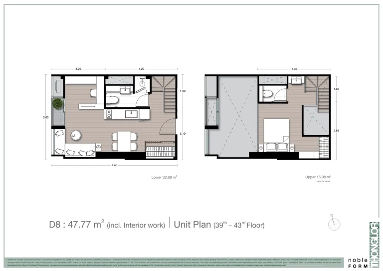 Fullplex luxury condo unit plan layout diagram for Noble Form Thonglor on Sukhumvit 55 Bangkok