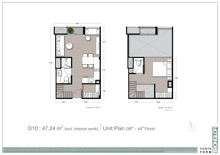 Fullplex luxury condo unit plan layout diagram for Noble Form Thonglor on Sukhumvit 55 Bangkok