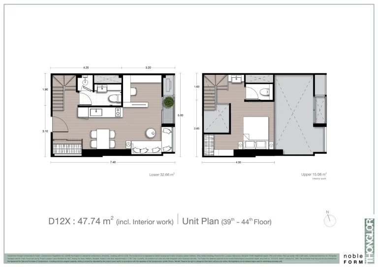 Fullplex luxury condo unit plan layout diagram for Noble Form Thonglor on Sukhumvit 55 Bangkok