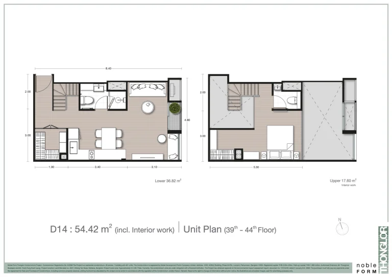 Fullplex luxury condo unit plan layout diagram for Noble Form Thonglor on Sukhumvit 55 Bangkok