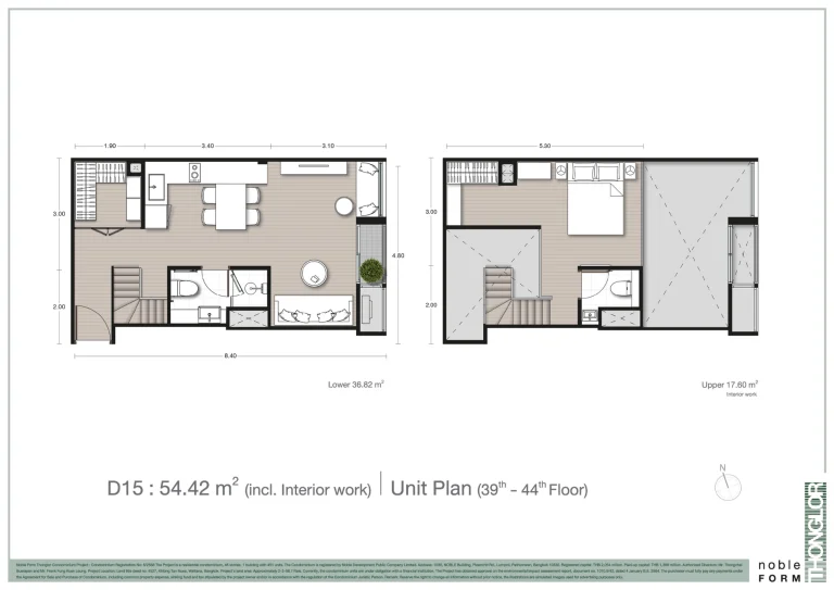 Fullplex luxury condo unit plan layout diagram for Noble Form Thonglor on Sukhumvit 55 Bangkok