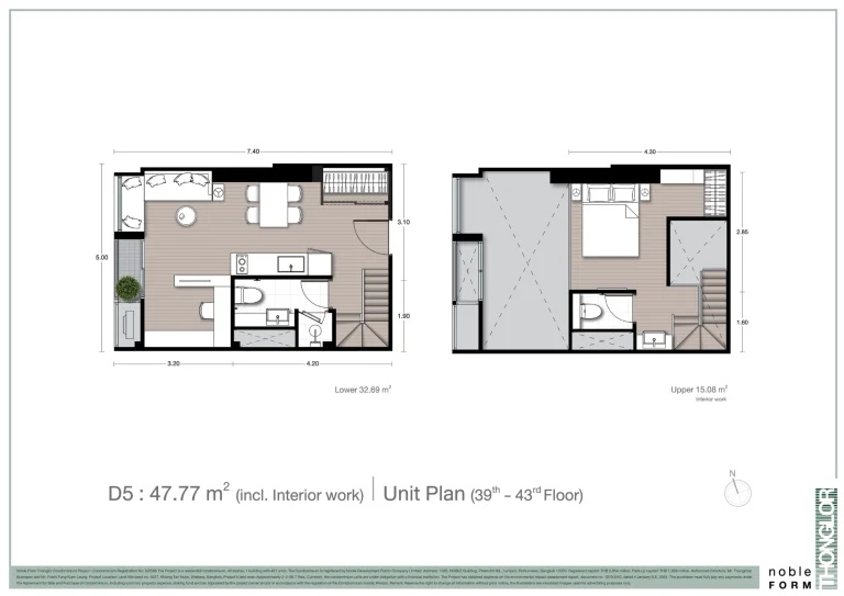 Fullplex luxury condo unit plan layout diagram for Noble Form Thonglor on Sukhumvit 55 Bangkok
