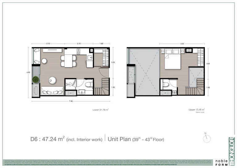 Fullplex luxury condo unit plan layout diagram for Noble Form Thonglor on Sukhumvit 55 Bangkok