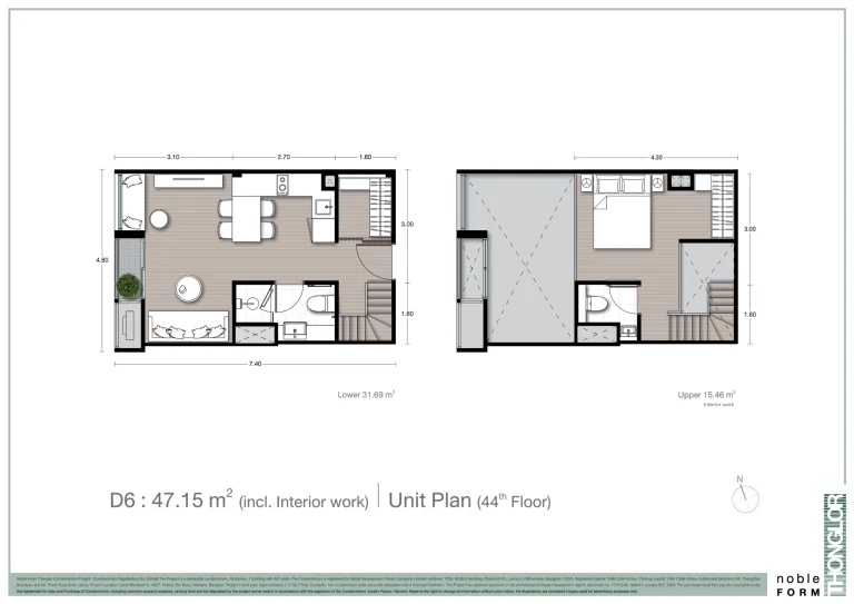 Fullplex luxury condo unit plan layout diagram for Noble Form Thonglor on Sukhumvit 55 Bangkok