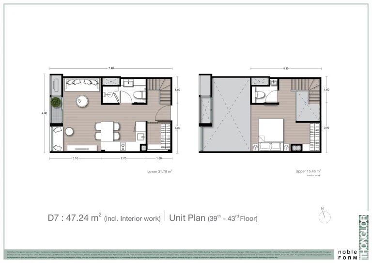 Fullplex luxury condo unit plan layout diagram for Noble Form Thonglor on Sukhumvit 55 Bangkok